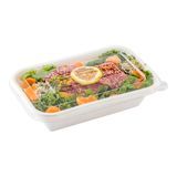 FLAT LID 8-1/2x5-1/2" F/ 24 & 32oz BAGASSE PET CLR 100/cs