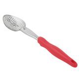 14" heavy-duty stainless steel perforated basting spoon with red ergo grip handle, Vollrath 6414240