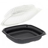 HINGED TAKEOUT 9X9X3 BLACK CLEAR LID MICROWAVEABLE (100)