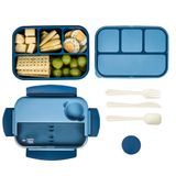 LUNCH BOX W/ UTENSILS MW 44oz 9x6-1/2" PLASTIC BLUE 1/cs