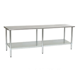 Eagle T3096B-1X Budget Series Work Table, 96"W x 30"D, 430 stainless steel top, rolled edge on front & back, adjustable galvanized undershelf