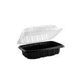 TAKEOUT HINGED 9x6x3" 1-COMP 26oz PP BLACK/CLEAR 120/cs