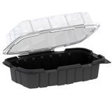 CRISP HINGED CONTAINER 30oz PP 9x6" OBLONG MWV BLK CLR 110/cs