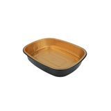 TAKEOUT FOIL W/ DOME LID 52oz 9-3/4x7-5/8"w BLK & GOLD 50/cs