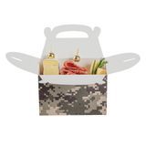 GABLE/ LUNCH BOX COMPOSTABLE 4x2-1/2" PAPER CAMOUFLGE 25/cs