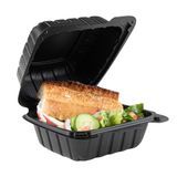 CLAMSHELL 18oz 6"sq 3"h MINERAL FILL PLS BLACK 100/cs