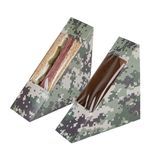 SANDWICH BOX 4-3/4"tri SMALL PAPER GREEN CAMO 25/cs