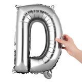 BALLOON LETTER "D" MYLAR 16" SELF-SEALING SILVER