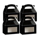 GABLE BOX w/WINDOW GREASEPROOF 6x3-1/2" PAPER BLACK 25/cs