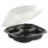 HINGED TAKEOUT 9X9X3 BLACK 3-COMP BASE & LID MICRO (100)