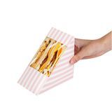 SANDWICH BOX 4-3/4"tri LRG PAPER PINK/ WHT STRIPE 200/cs