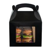 GABLE BOX w/WINDOW GREASEPROOF 10x7x8" PAPER BLACK 100/cs
