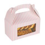GABLE/ LUNCH BOX w/ WINDOW 9-1/2x5" PAPER PINK &WHT 25/cs