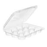 TAKEOUT HINGED CUPCAKE 12-COMP 9x7" PET CLEAR 250/cs