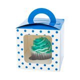 CUPCAKE BOX 4-1/2"sq 4-1/2"h W/ WINDOW PAPER BLU DOT 100/cs