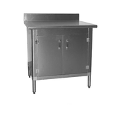 Eagle T3048BA-BS-HGD-X Work Table, with cabinet kit, 48"W x 30"D, 4-1/2"H backsplash, 430 stainless steel top & side panels, rolled front edge, (2)