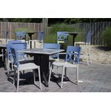 Grosfillex US566680 Moon Stacking Side Chair, design resined for outdoor use, circular moon design resin back, resin seat and frame, recyclable