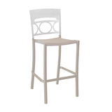 Grosfillex US654096 Moon Stacking Barstool, armless, design resined for outdoor use, wrought-iron design resin back, aluminum seat and frame