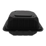 AmercareRoyal MFHL6631CBLW Take-Out Container, Vented, Hinged Lid, 1-Compartment, Mineral Filled Polypropylene, Black