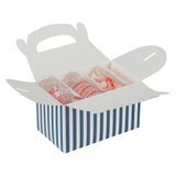 GABLE/ LUNCH BOX COMPOSTABLE 6x3-1/2" PAPER BLUE&WHT 25/cs