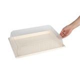 LID F/ POPLAR PLATE 15-1/4"sq 11-1/4"h PET CLEAR 25/cs