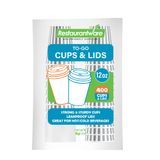 HOT CUP W/ LID 12oz 4-3/4"h GRAY/ WHT CUP WHT LID 20/cs