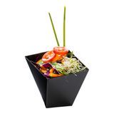 GIRATA DISH 6oz SQ & SPOON 4"l POLYSTYRENE BLK/ SILVER 100/cs