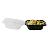 CLAMSHELL CONTAINER MW 16oz 6"sq 3"h PP BLK/ CLR 50/cs