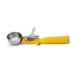 #20 Disher, round bowl, 1-5/8 oz. capacity, 2" bowl dia., 18-8 stainless with one-piece color coded yellow plastic handle, USA Made, Vollrath 47144