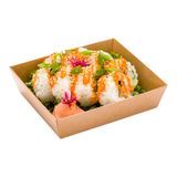 SUSHI CONTAINER 5x4-1/2" RECT LARGE PAPER KRAFT 100/cs
