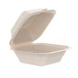 TAKEOUT HINGED 6x6x3" NO PFAS FIBER NATURAL 500/cs
