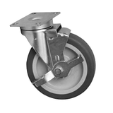 Allpoints 26-2375 Caster, swivel plate with brake, medium duty, 5" dia., gray rubber wheel with pla
