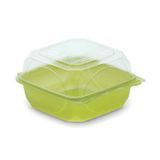 TAKEOUT HINGED 6x6x3" RPET LIME/CLR BOTTLEBOX 250/cs