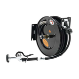 T&S Brass 5HR-242-01-A Equip Hose Reel, open, 3/8" x 50 ft. hose, with spray valve & reducing adapter, multi-fit bracket for wall