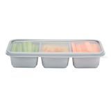 CONTAINER/ LID 3-CMPT MW 20oz 8-3/4x3-3/4" PP SILVER 100/cs