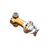 T&S Brass 0RK2 Shut-Off Control Valve, 6" long, adjustable wall flange, polished chrome cross handle, blue index, includes: (2) bushings 1/2" male x