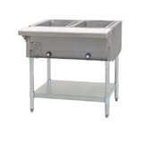 Eagle DHT2-240-1X Hot Food Table, electric, open base, 33"W, (2) 12" x 20" (dry) wells with infinite controls, stainless steel top with 7-7/8" poly
