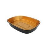 TAKEOUT FOIL W/ DOME LID 70oz 11-1/4x8-7/8 BLK & GOLD 50/cs
