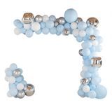 BALLOON ARCH KIT LATEX BLUE WHITE SILVER 142pc 1/cs