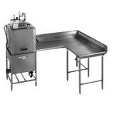 Eagle CDTCR-84-16/3 Clean Dishtable, corner design, 84"W x 30"D x 43-1/2"H, left-to-right operation, 16/304 stainless steel top, 8"H backsplash