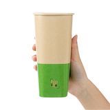 HOT CUP 22oz 6-3/4"h SQ SINGLE PAPER KRAFT/ GREEN 25/cs