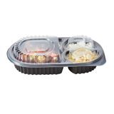 FOOD CONTAINER 19oz 9-1/4x6" OVAL 3-COMP PLASTIC BLK 100/cs