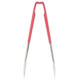 12" stainless steel one-piece scalloped tongs with red kool-touch handle, Vollrath 4781240