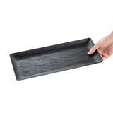 DISPOSABLE PLATE 14-1/4x6-1/4" RECT PLASTIC MATTE BLK 25/cs