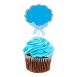 CAKE TOPPER PERSONALIZED 4-1/2h PAPER BLU SILVER 100/cs