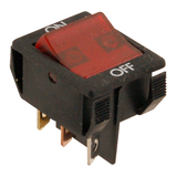 Allpoints 42-1431 Rocker Switch, on/off, SPST, 1/4" tab terminals, red light, plastic, 125/250v