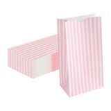 BAG PAPER 5x3-1/4x9-1/2" #4lb PINK/ WHITE STRIPE 100/cs