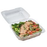 CLAMSHELL CONTAINER 39oz 7-3/4"sq 2-1/2h PET CLR 100/cs