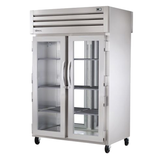 TRUE STA2RPT-2G-2G-HC SPEC SERIES Pass-thru Refrigerator, two-section, stainless steel front & sides, (2) glass doors front & rear with locks