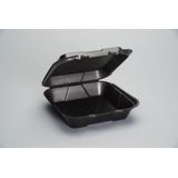 Genpak® Black 9.25" x 9.25" x 3" Foam Hinged Container (SN200-3L)
